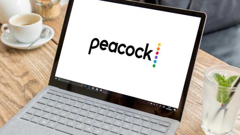Peacock on a laptop